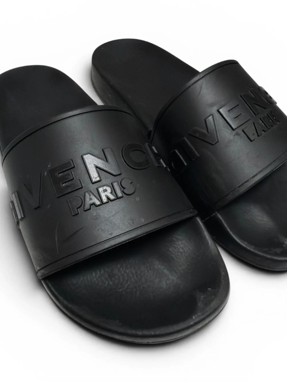 Givenchy Paris Black Rubber Slide Sandals EU 41 Made in Italy Box Dust Bags
